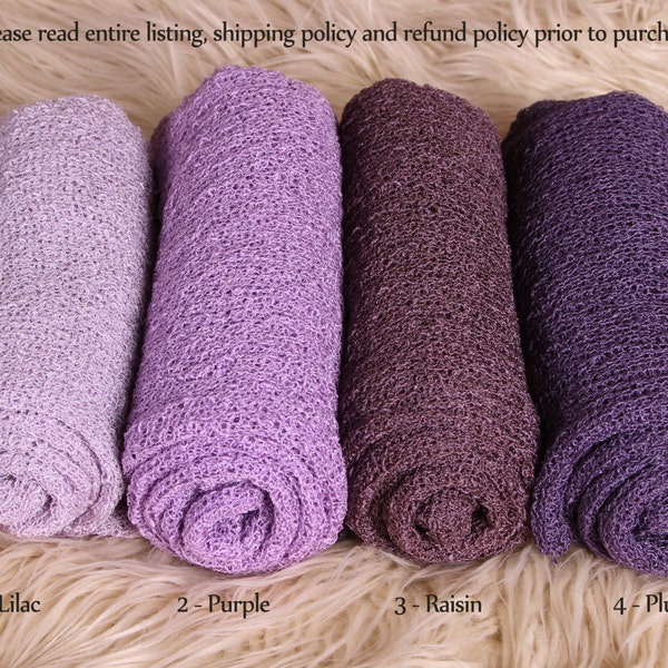 SALE-Newborn Stretch Knit Wrap - Photo Prop - PURPLES