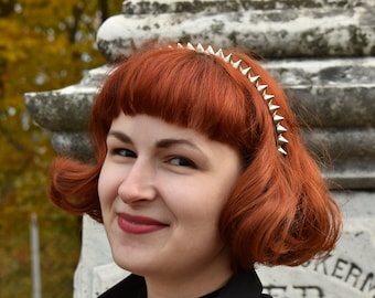 Headband with Silver Spikes, Studs  | punk, goth, Halloween, deathrock, fashion