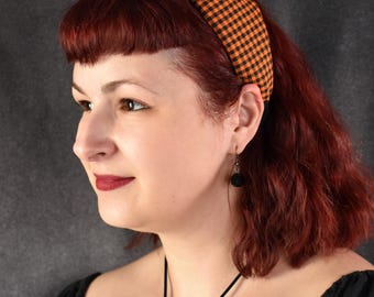 Orange and Black Gingham Halloween knot headband | Autumn, Fall, spooky season, 90s Halloween, cozy