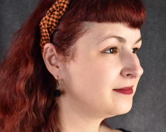 Orange and Black Gingham Halloween braided headband | Autumn, Fall, spooky season, 90s Halloween, cozy