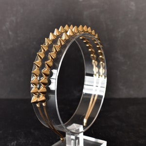 Double Row Studded Spiked Headband with Gold Studs, Spikes | deathrock, goth, punk, horror punk, emo, rocker chic, edgy, Halloween