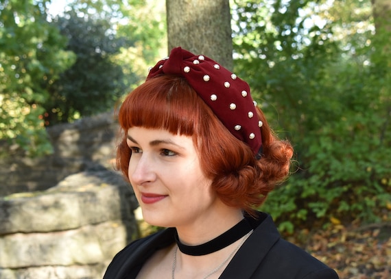 Velvet Burgundy Retro Hair Turban Velvet Burgundy Retro Hair Turban main image 2