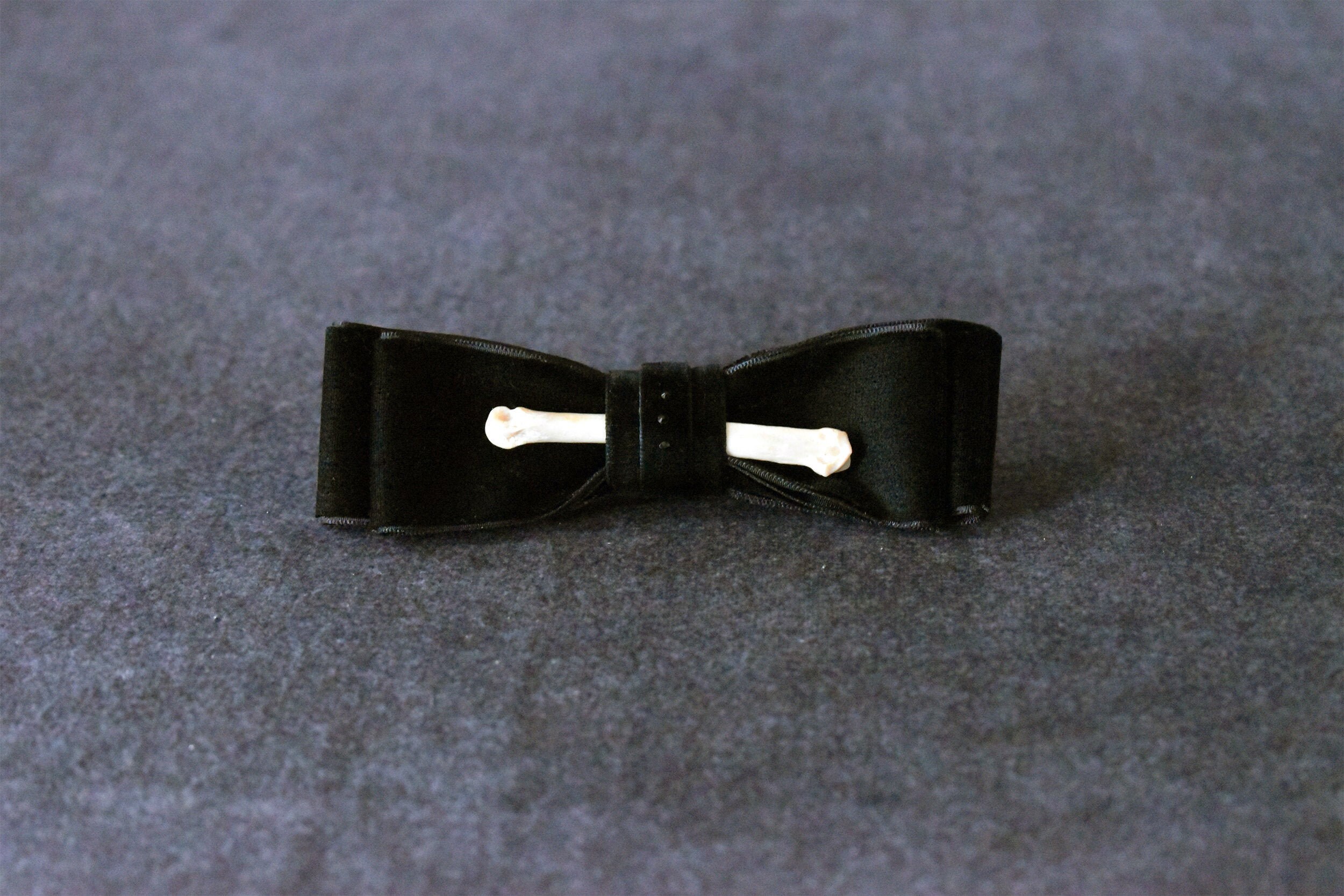 Black Velvet Bone Bow with crystals | goth, gothic lolita, lolita, Victorian, pin up, hair bow, goth coquette, hair accessory, gift, clip