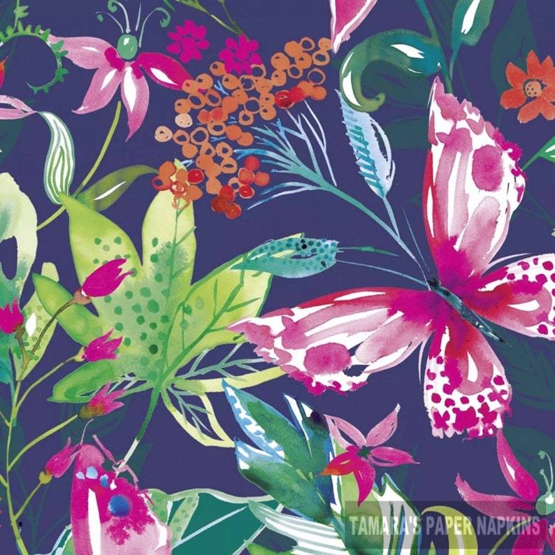4 Decoupage Napkins Lunch Size Decoupage 1800 Designs Decoupage Serviettes CARIBBEAN ISLAND BLUE Floral Floral Napkins