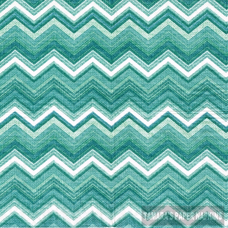 Lunch Size Decoupage TEXTURED CHEVRON GREEN Paper Napkins 4 Decoupage Napkins Decoupage Serviettes 1800 Designs