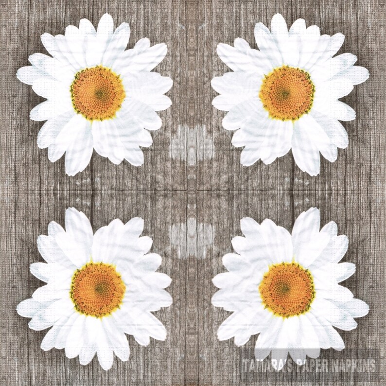 4 Decoupage Napkins DAISY ON WOOD 1800 Designs Lunch Etsy