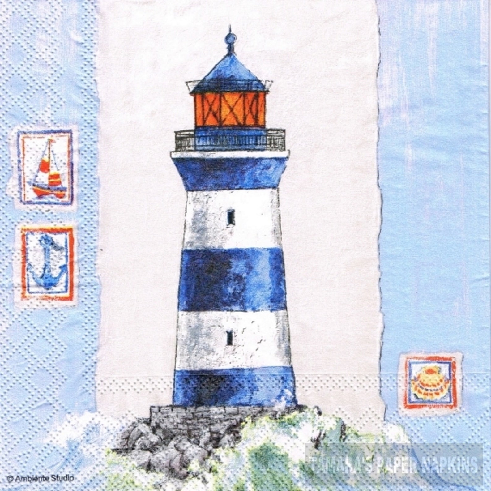 4 Decoupage Napkins COAST LIGHTHOUSE 1800 Designs Lunch Etsy
