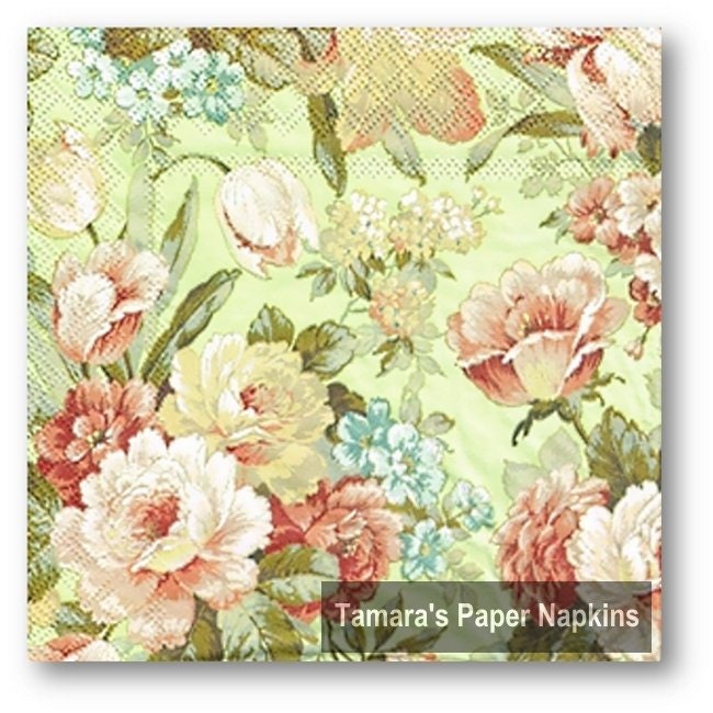 4 Decoupage Napkins KATE GREEN 13 Lunch Napkins. Etsy