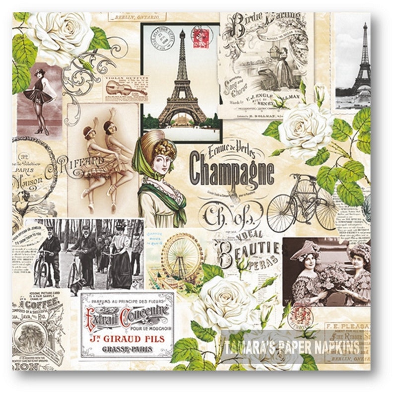 Vintage Paris Collage 20 Paper Napkins Vintage Paris Collage 20 Paper Napkins