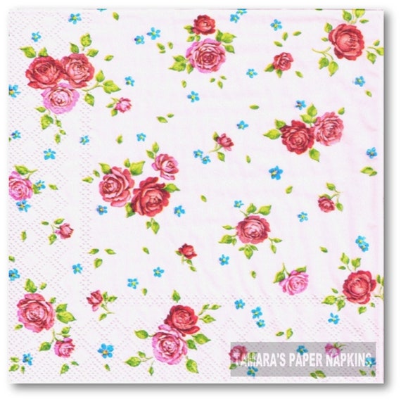 pink design-128 Pastel style 4 Single paper decoupage napkins flowers