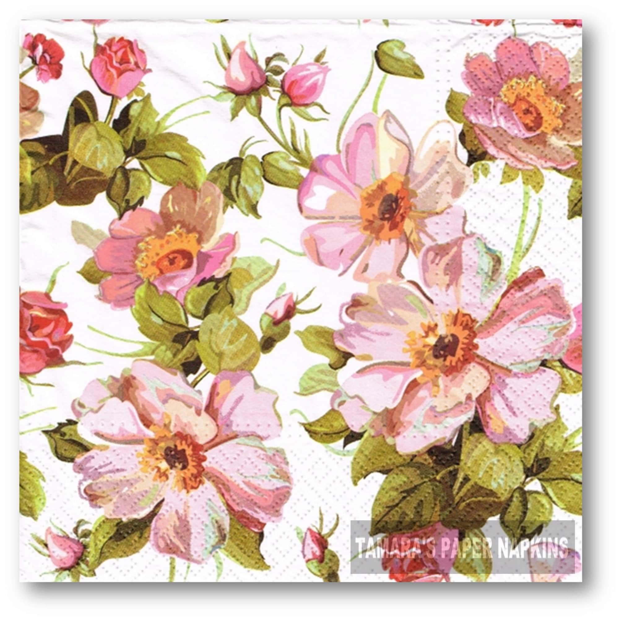 4x Paper Napkins for Decoupage Craft Welcome Pink