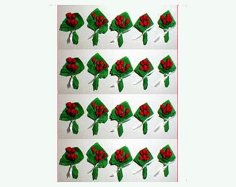 Christmas Rose Bouquets 20 Miniature Dollhouse Scale, Use for Crafting