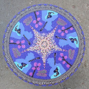 Gram Parsons Dreaming #6  Round 16&quot; diameter, Circular Painting acrylic on masonite, ready to hang