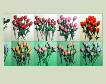 100 Miniature Roses with Leaves, Dollhouse Scale, Use for Crafting