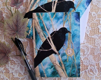 Raven Note Cards, Crow Note Cards, Wild Bird Note Cards, A Set of 4 Cards