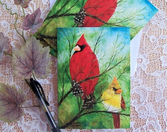 Cardinal Note Cards, Cardinal Stationary, A Set of 4 Cards