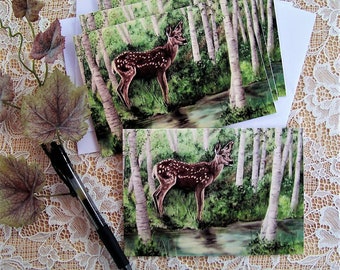 Fawn Note Cards, Baby Deer Note Cards, Wildlife Stationary, A Set of 4 Cards