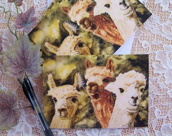 Alpaca Note Cards, Farm Animal Note Cards, Blank Note Cards, Set of 4 Cards