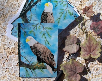 Eagle Note Cards, Eagle Stationary, Wild Bird Note Cards, A Set of 4 Cards