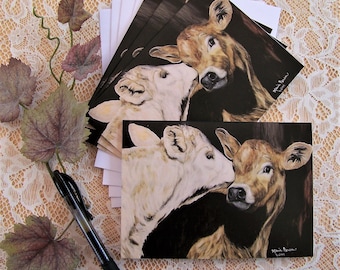 Cow Note Cards, Cow Stationary, A Set of 4 Cards