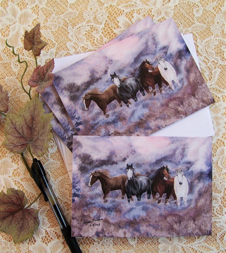 Wild Horse Note Cards Horse Stationary Blank Note Cards Set Etsy