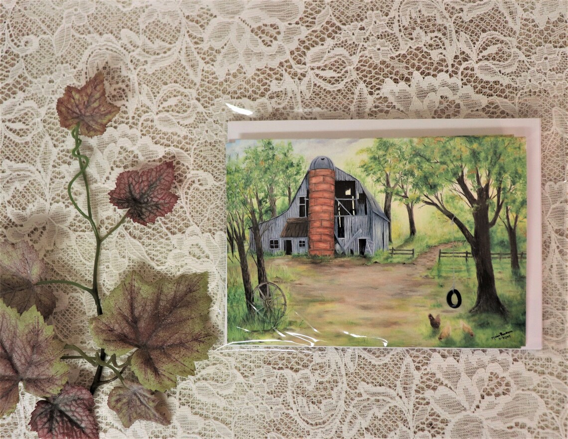Old Barn With Chickens Note Cards, Landscape Note Cards, A Set of 4 ...
