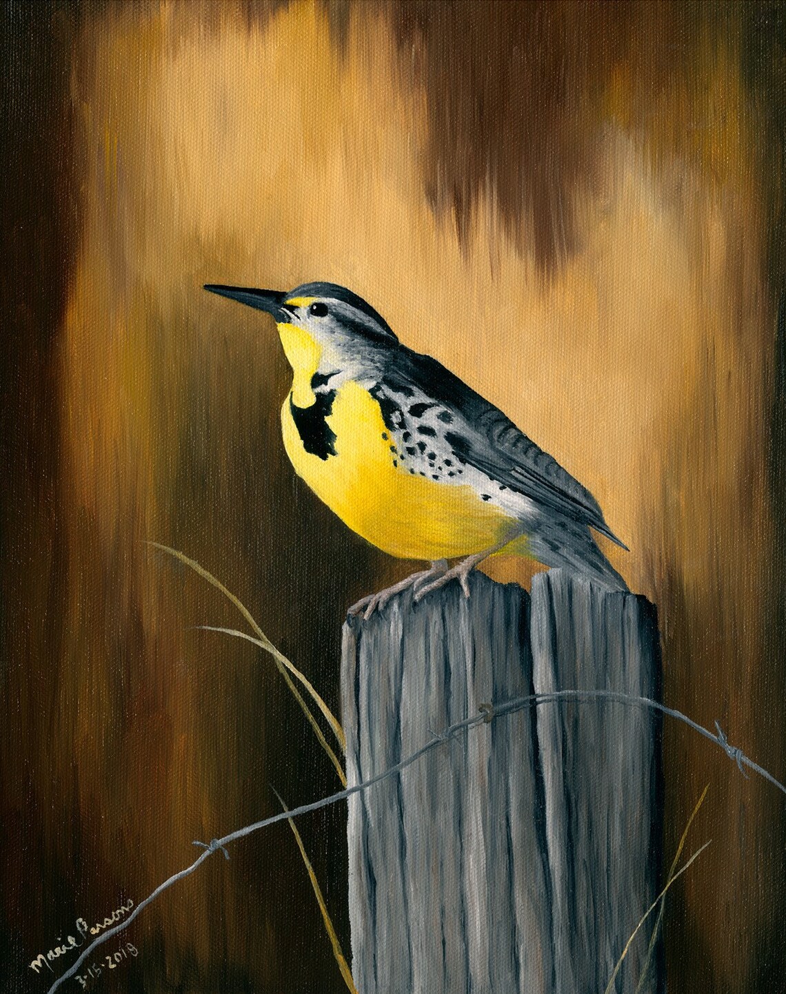 Meadowlark Art Print Wild Bird Art Print Matted Art Print Etsy