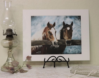 Horses Art Print, Western Art Print, Matted and Signed Art Print 11x14 inch