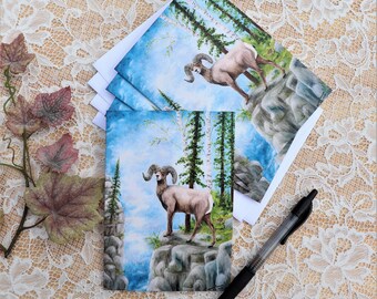 Big Horn Sheep Note Cards, Wildlife Note Cards, Blank Note Cards, A set of 4 Cards