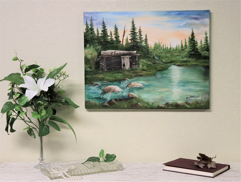 Cabin Painting, Landscape Painting, Original Oil Painting on Canvas ...
