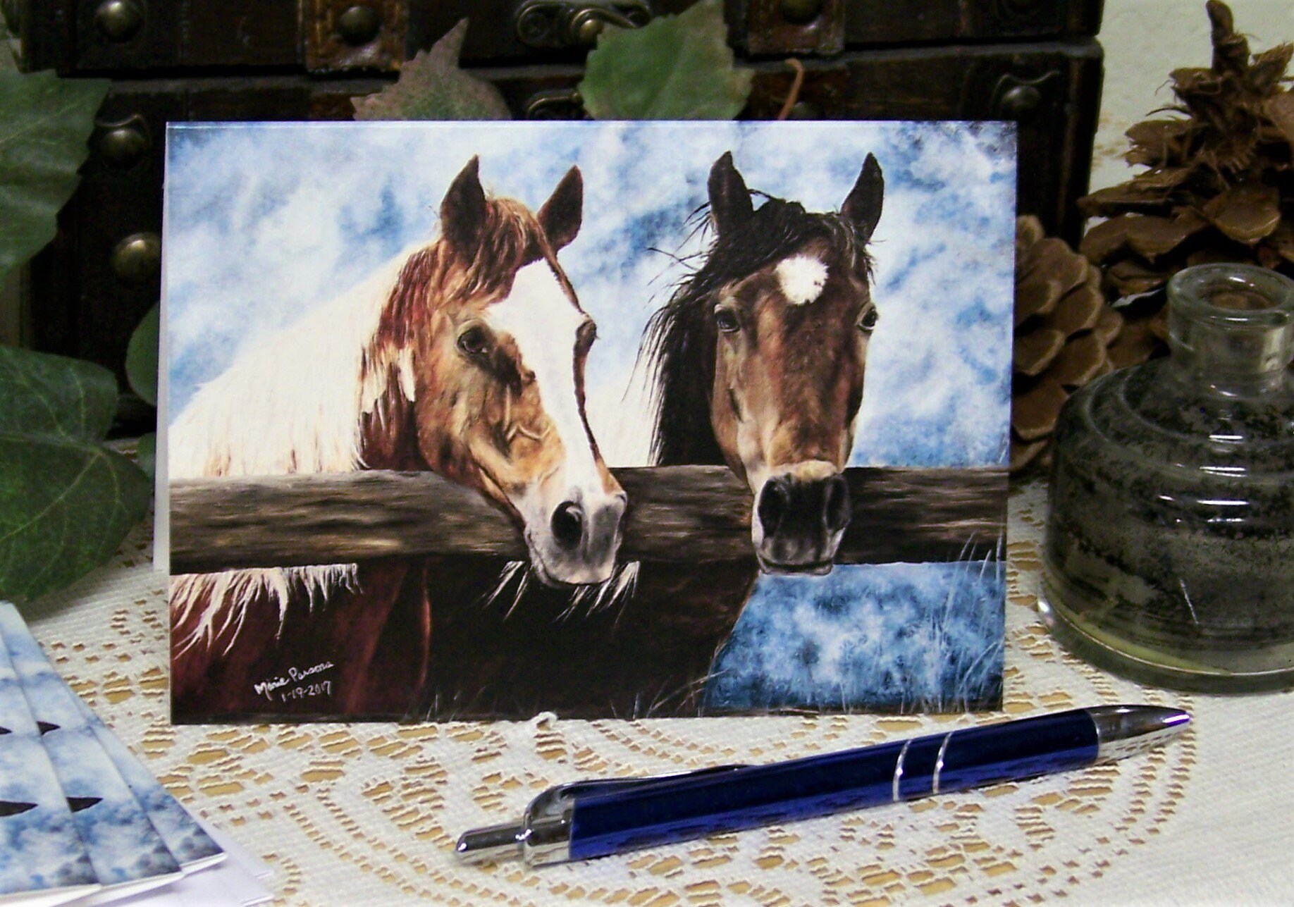 Horse Note Cards Horse Stationary Blank Note Cards Set of 4 Etsy UK