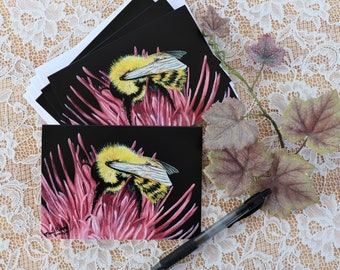 Bee Note Cards, Bumble Bee Stationary, A Set of 4 Cards