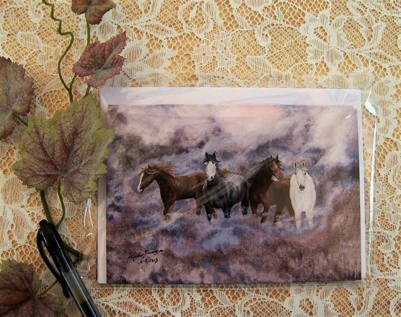 Wild Horse Note Cards Horse Stationary Blank Note Cards Set Etsy