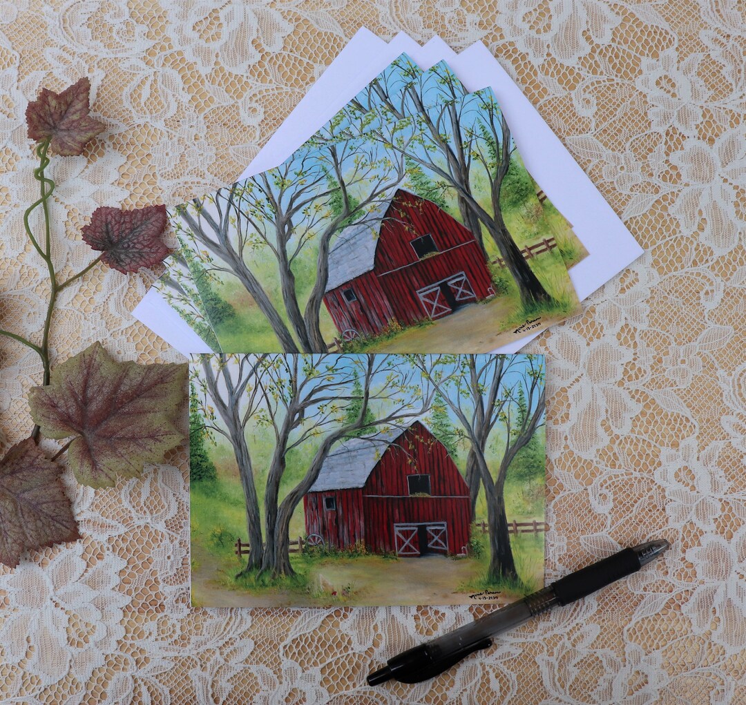 Old Red Barn Note Cards, Landscape Note Cards, A Set of 4 Cards - Etsy