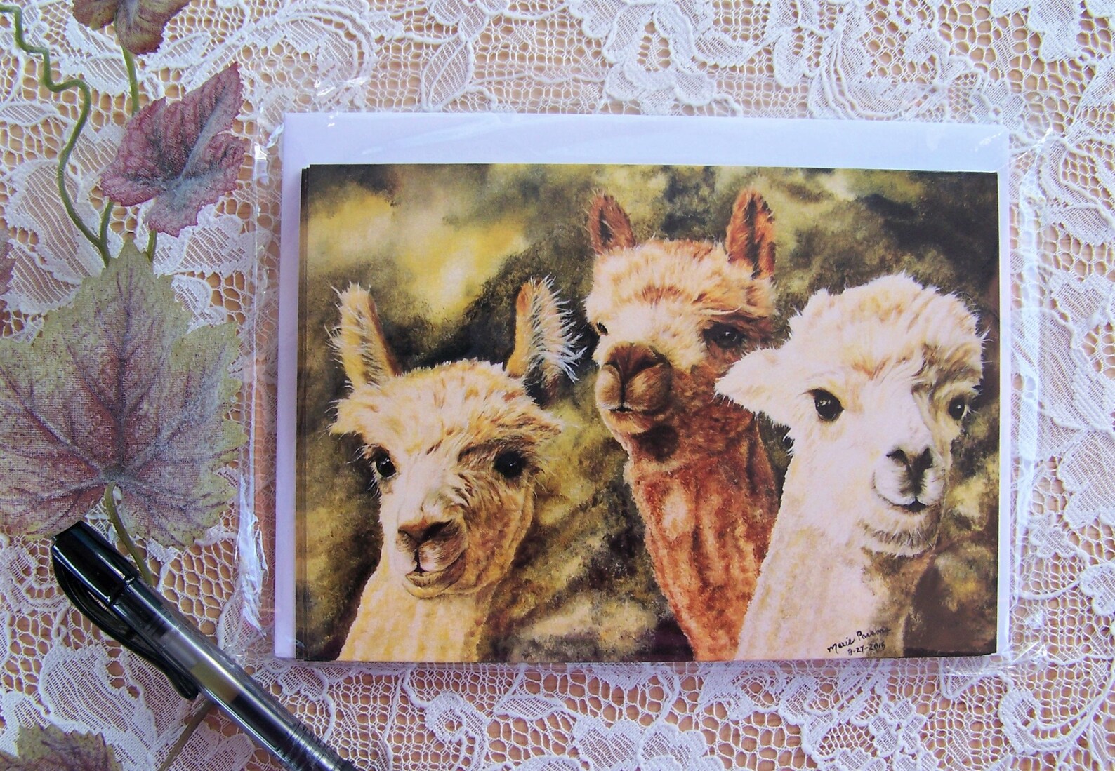 Alpaca Note Cards, Farm Animal Note Cards, Blank Note Cards, Set of 4