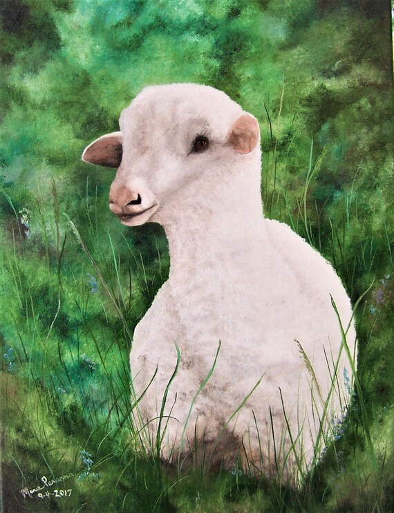 Lamb Painting Spring Lamb Painting Sheep Painting Original Etsy