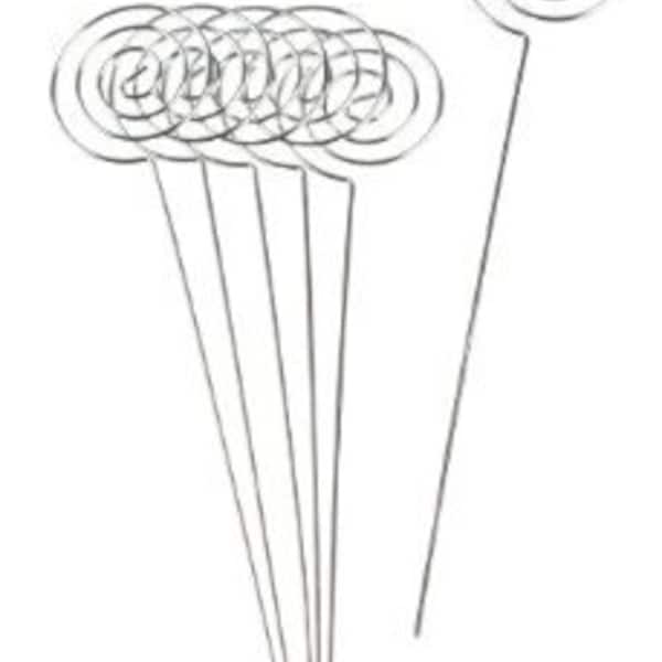 Set of 12 - 6" silver wire swirl place card holder stems photo holder or table number holders