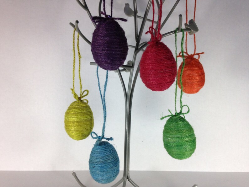Set of 6 Easter egg ornaments vase filler multi colored twine Etsy