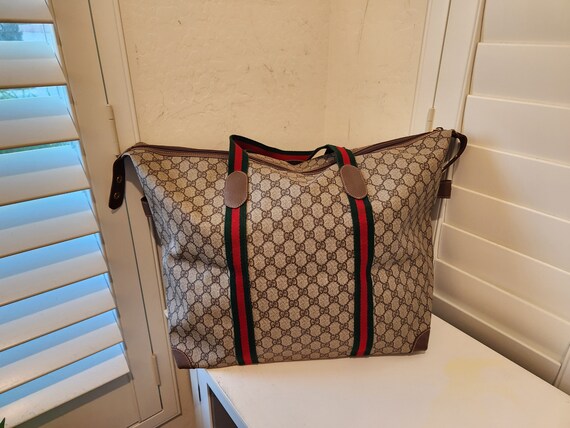 Vintage Gucci Supreme Large Zipped Top Travel Tote 