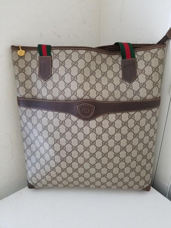 Vintage Gucci Supreme Large Zipped Top Travel Tote 