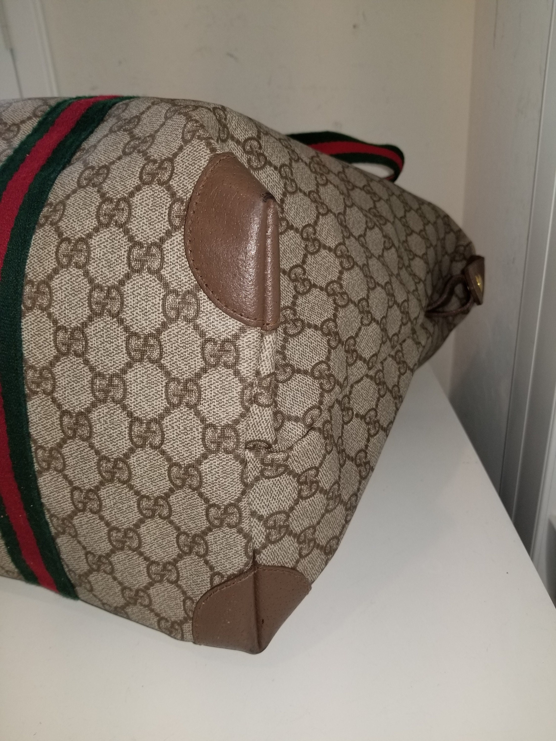 Vintage Gucci Supreme Large Zipped Top Travel Tote 