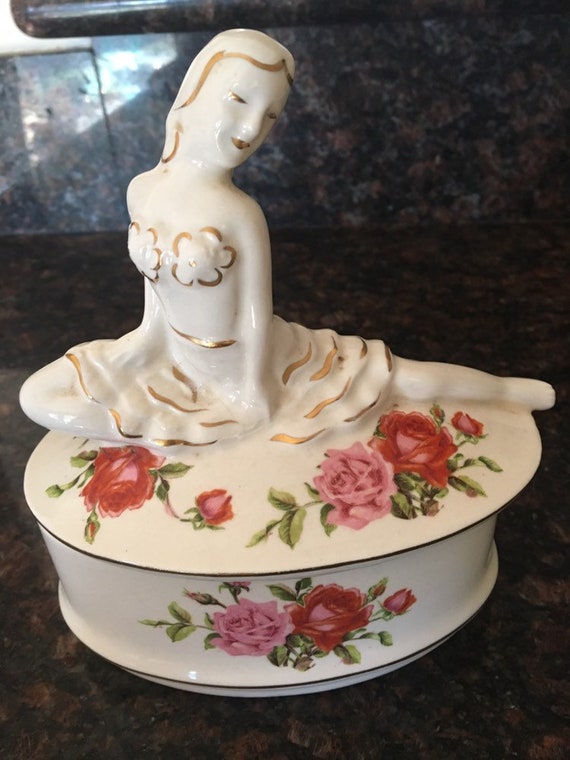 1940s Porcelain 40s Ballerina Lidded Powder/Trink… - image 7