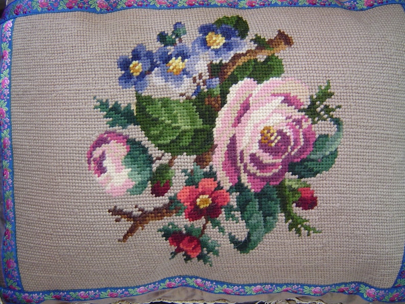 Vintage Needlepoint Silk Dupioni and Embroidered Cotton - Etsy