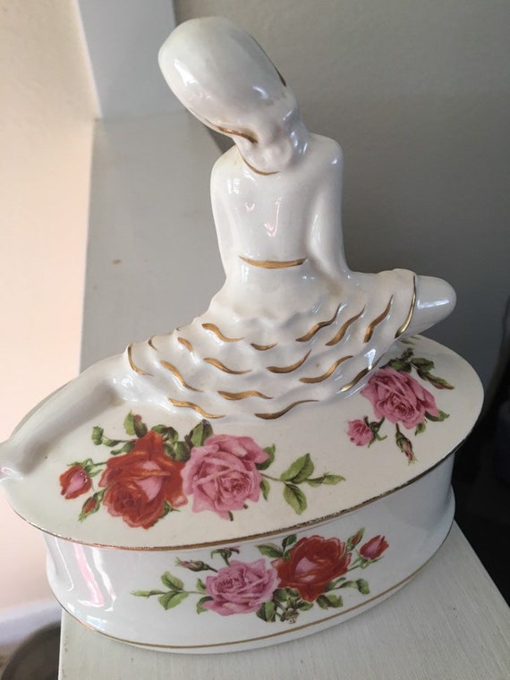 1940s Porcelain 40s Ballerina Lidded Powder/Trink… - image 2