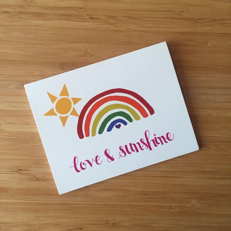 Letter Writing Pride Love and Sunshine Rainbow Greeting Card Stationery Birthday Card Valentine/'s Day Card Sunshine