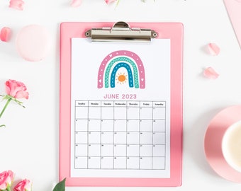 2023 Fun Printable Rainbow Calendar, Classroom Calendar, Monthly Desk Calendar, Hanging Calendar, Planner Accessories, Learning Resources