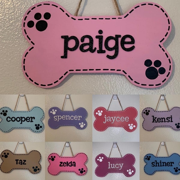 Dog Bone Name Sign Custom Dog Bone Sign Cute Dog Name Sign Decor Dog Bone Signs