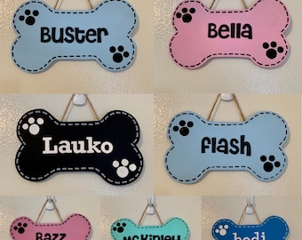 Perfect signs for Gift Custom Name with Paw and Ribbon Upgraded Personalized Dog Bone The Nicest Ornament For Home Dog House Wooden Sign Decor