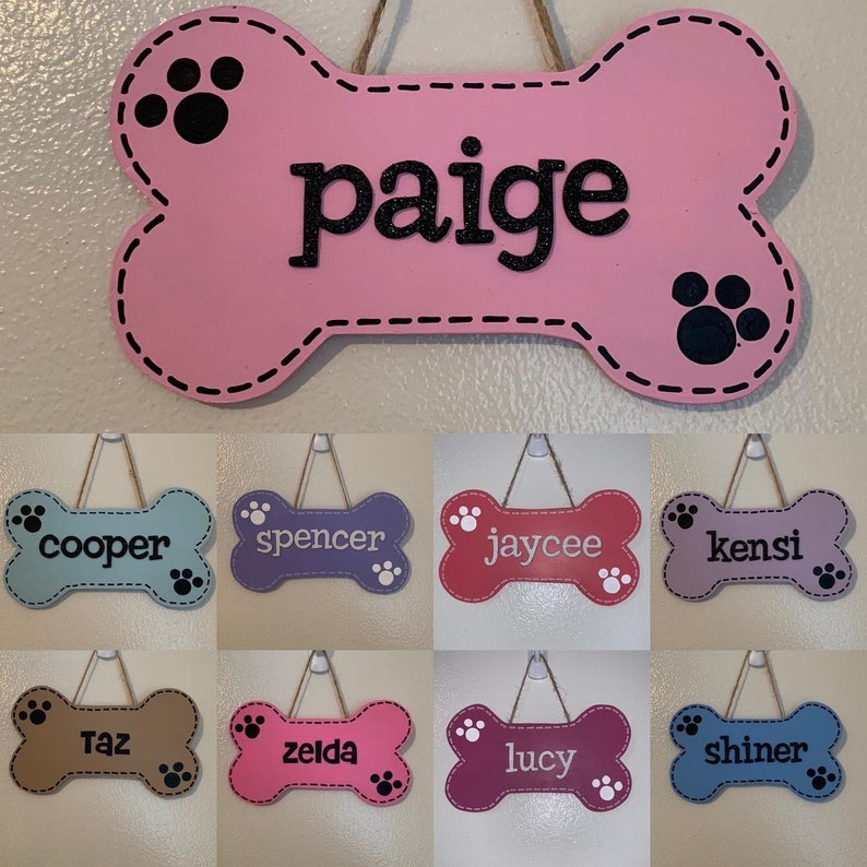 Dog Bone Name Sign Custom Dog Bone Sign Cute Dog Name Sign Etsy