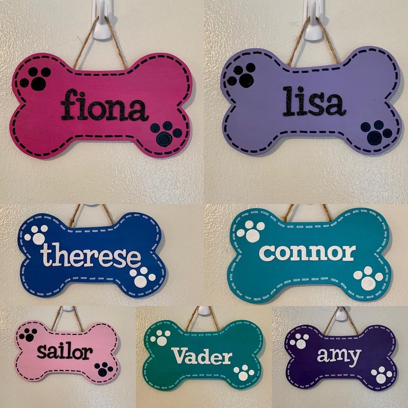 Dog Bone Name Sign Custom Dog Bone Sign Cute Dog Name Sign Etsy